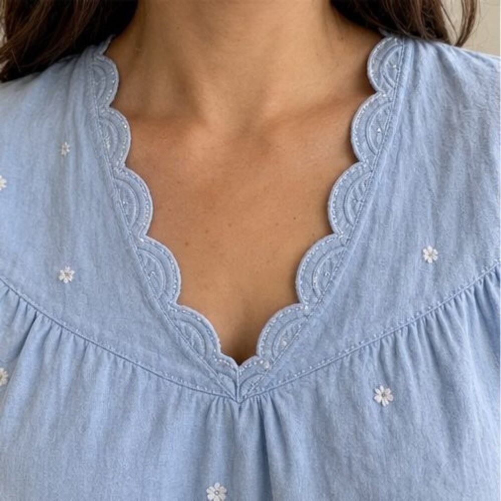 Navy Button Blouse - Picture 4 of 6